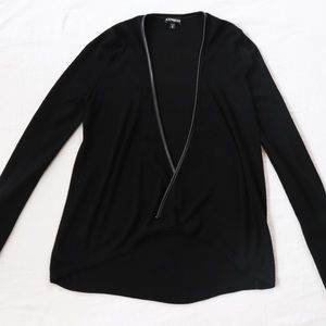 Express Faux Leather Detailed Cardigan - XS